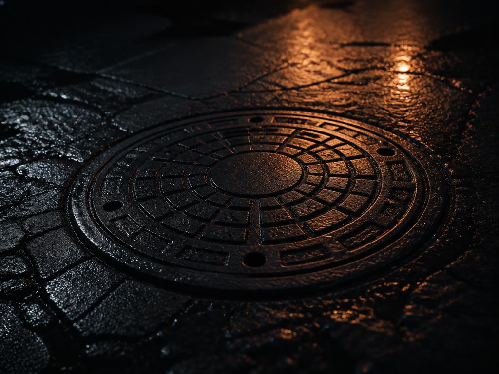 Kanaldeckel auf einer Straße