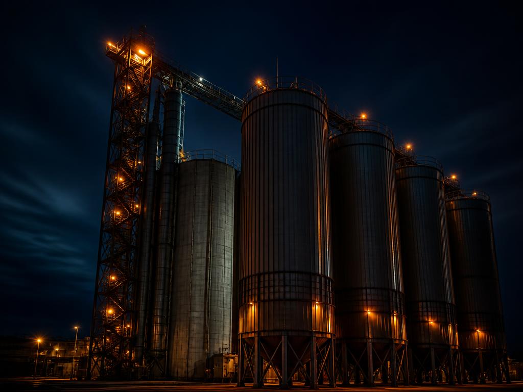 Silos und Großbehälter in industrieller Anlage